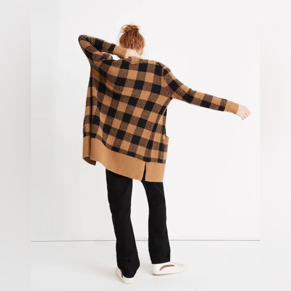 Madewell True Black Buffalo Check Kent Cardigan Sweater in Coziest Yarn Sz XS - Picture 9 of 10